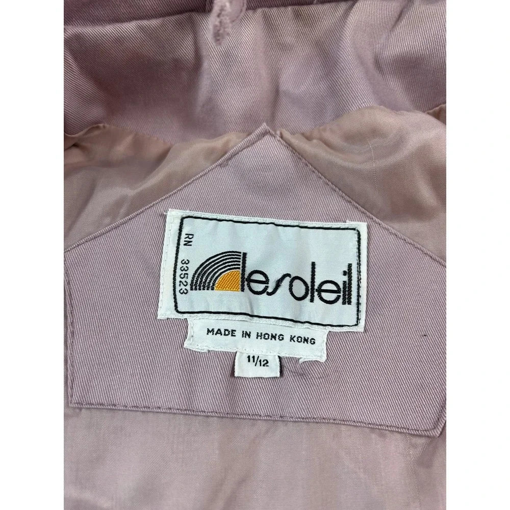 Le Soleil Vintage Kids Mauve Button Front Field‎ Jacket Water Repellent 11/12